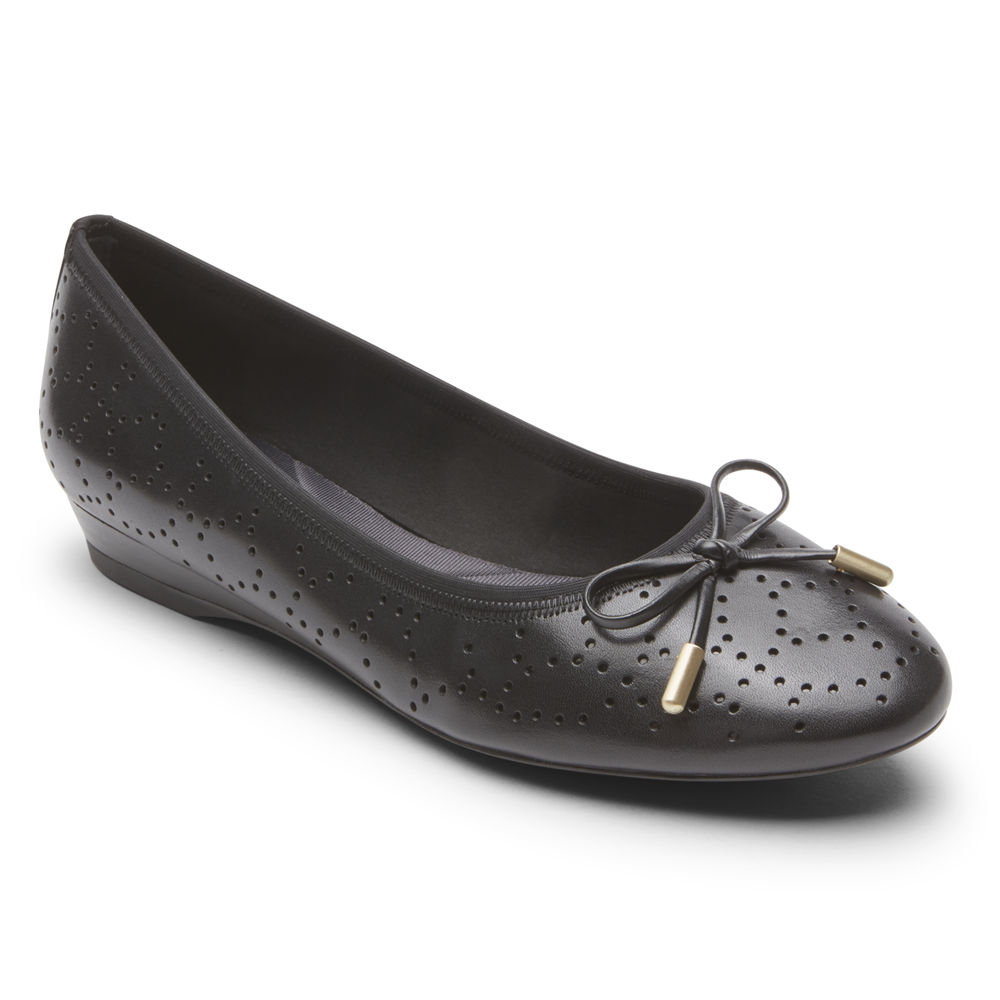 Rockport Flats Sko Dame Svart - Total Motion Shea Perforated Bow - ANPW52468